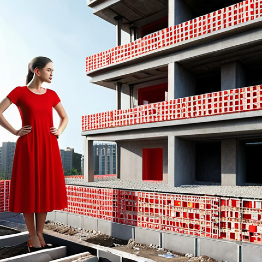 **Keywords Research Foundation:** An architect laying the foundation for a modern building, with glowing keywords ("women's clothing," "red dress," etc.) forming the base. Focus on the concept of building success.