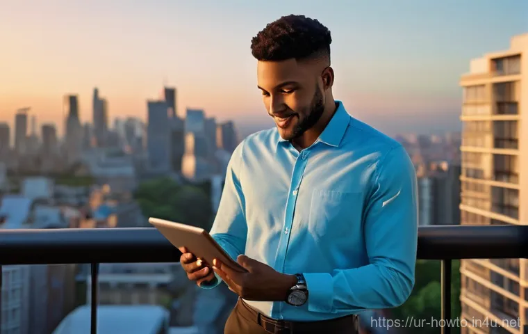 클라우드 기반 파일 관리 활용법 - **Prompt 1: Ubiquitous Access and Freedom**
    A young professional, casually dressed in a neat shi...