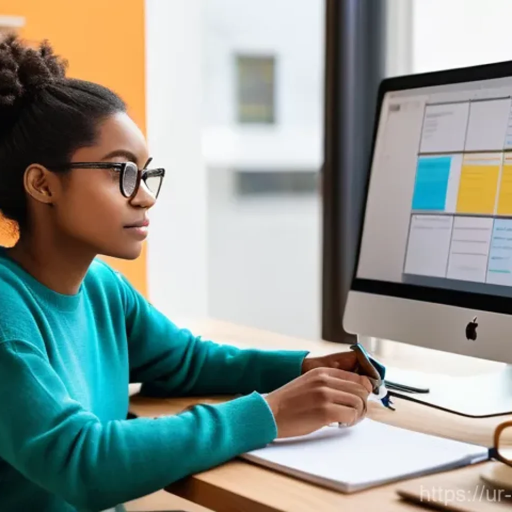 프리랜서 경력 관리 도구 활용법 - **Prompt:** A diverse, professional female freelancer in her late 20s, with a focused and confident ...