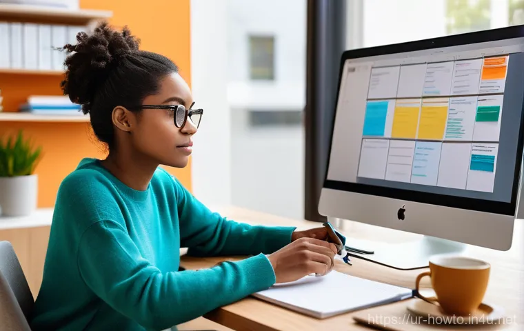 프리랜서 경력 관리 도구 활용법 - **Prompt:** A diverse, professional female freelancer in her late 20s, with a focused and confident ...