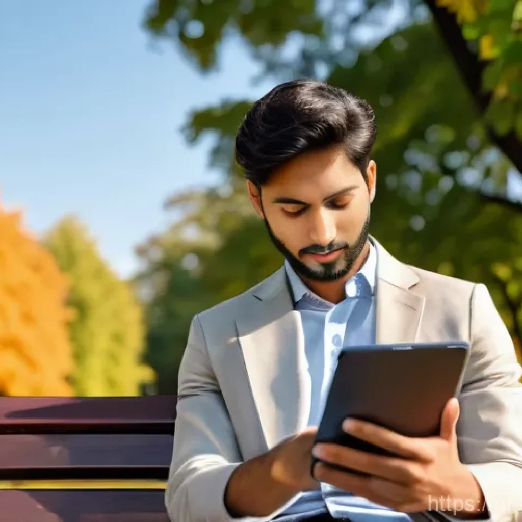 디지털 노트 활용법 - **Prompt: A young South Asian professional, casually dressed in a stylish kurta and trousers, is sit...