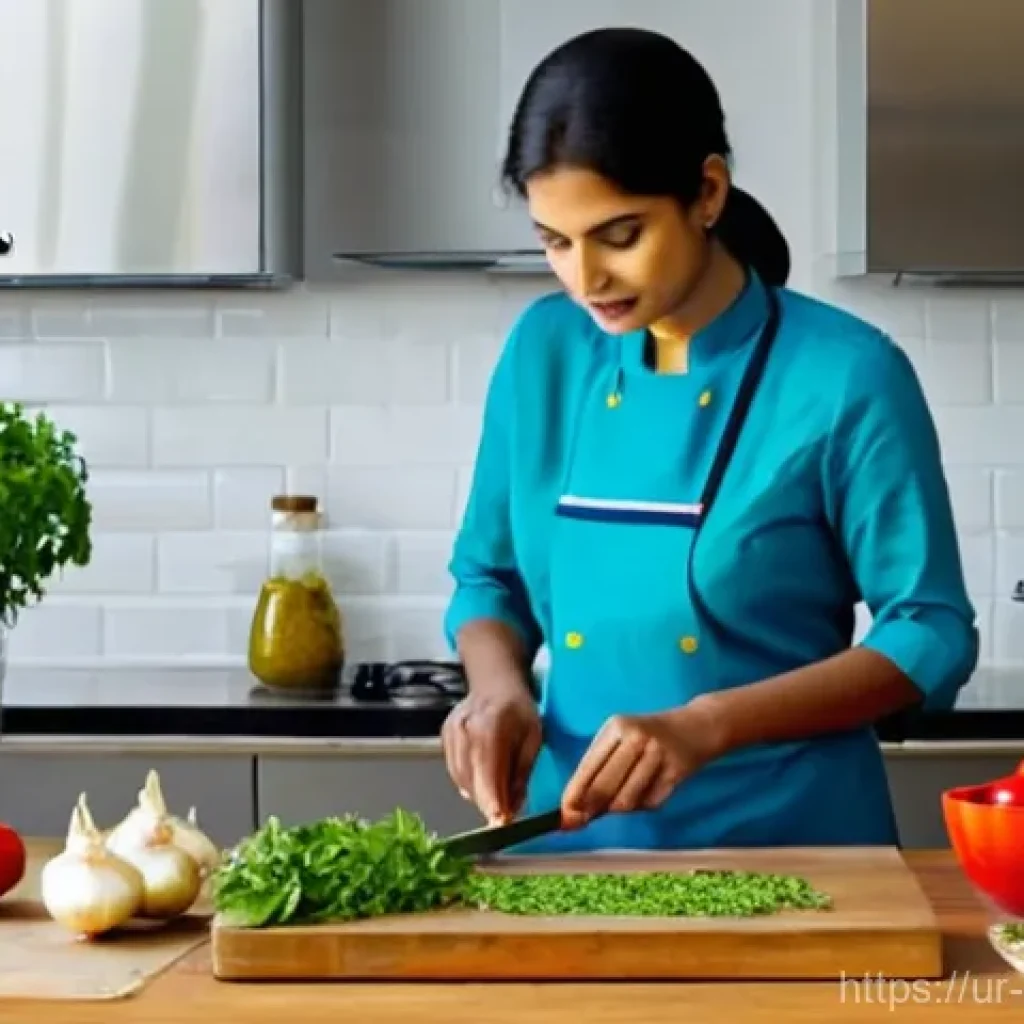 요리 초보를 위한 팁 - **Prompt 1: The Art of Kitchen Preparation**
"A serene and immaculately organized South Asian ki...