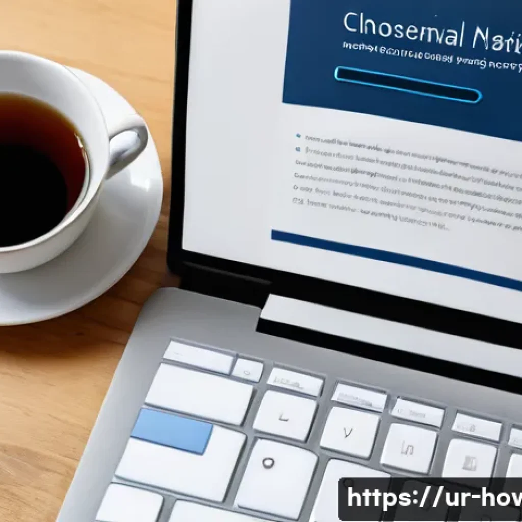 파워포인트 템플릿 활용법 - A professional and clean PowerPoint presentation setup on a wooden desk, featuring a laptop displayi...