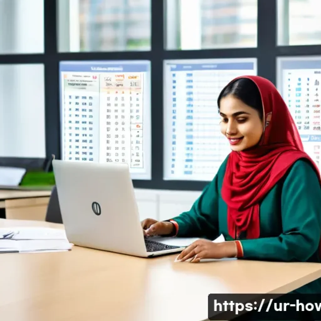 엑셀에서 데이터 정리하는 법 - A modern office workspace with a professional South Asian woman in traditional attire (wearing a mod...