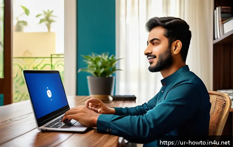 Tasker 활용법 - A modern South Asian man in his late 20s sitting at a cozy home office desk, using a smartphone with...