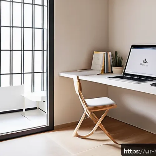 Home 33 홈 오피스 공간 효율적 활용법 - A cozy and efficient small home office interior designed for an Urdu-speaking user, featuring vertic...