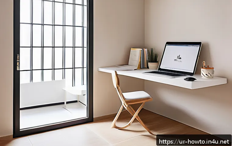 홈 오피스 공간 효율적 활용법 - A cozy and efficient small home office interior designed for an Urdu-speaking user, featuring vertic...