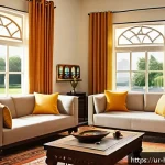 Home 19 홈 오토메이션 활용법 - A modern Pakistani living room equipped with a sleek smart thermostat mounted on the wall above a tr...