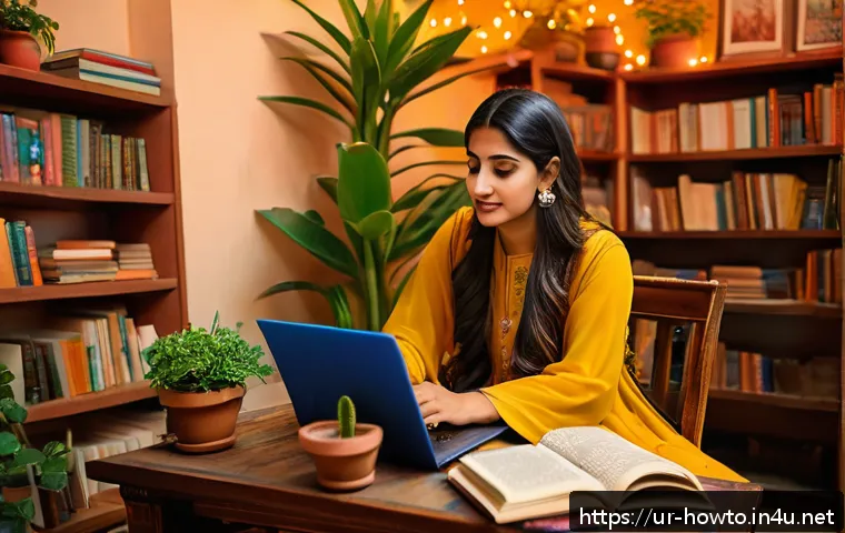취미 생활 활용법 - A vibrant and cozy indoor scene of a young South Asian woman sitting comfortably in a well-lit room ...