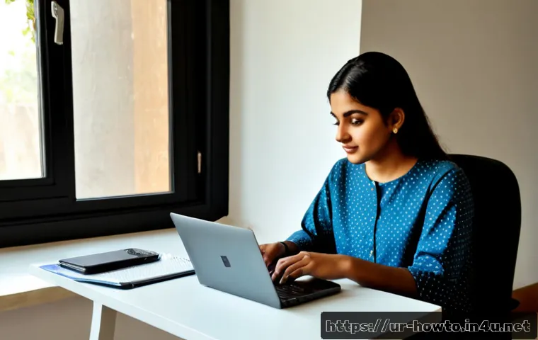 네이버 블로그 활용법 - Photorealistic home-office scene of a Pakistani Urdu-speaking lifestyle blogger in modest casual clo...